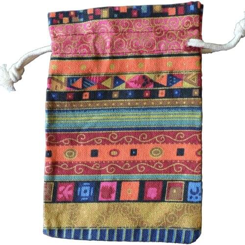 Mysterious color linen pouch, gift bag, height 14 cm, width 10 cm