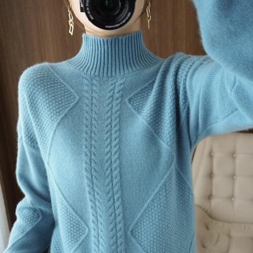 100% Pure Wool Sweater Women Pullover 2021 Winter New Turtleneck Thicken Warm Soft Knitted Pullover Female Solid Casual Jumper