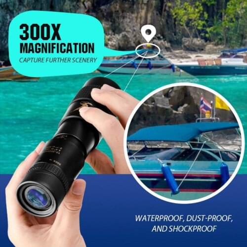 4K 10-300X40MM Super Telephoto Monocular Telescope Zoom Monocular Binoculars Pocket Telescope For Smartphone Take Picture