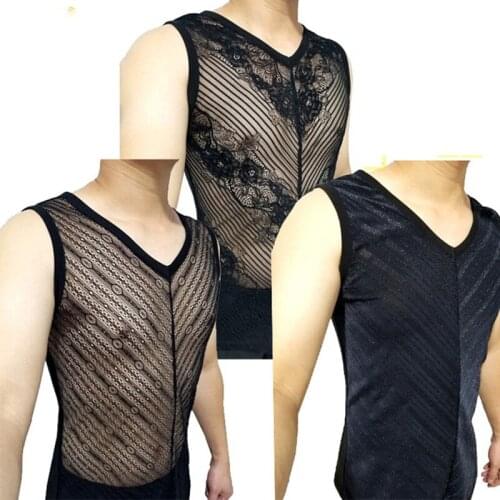 Latin Dance Shirts Men Perspective Mesh Printed Vest Adults Salsa Rumba Tango Cha Cha Competition Performance Wear DNV13249