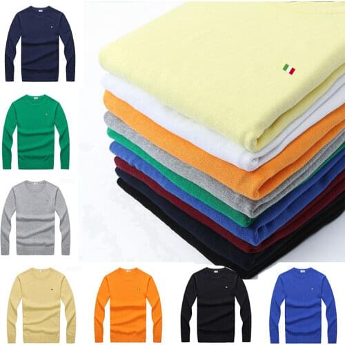 100% Cotton M-3XL Flag Embroidery-Logo Long Sleeve Mens O-Neck Sweaters Casual Knitted Clothes Fashion Male Knitted Coats PL8507