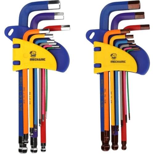 MECHANIC 9pcs Universal Hex Key Wrench Set Long Arm/Short Arm Torx Key Set with Ball Ended Key Set