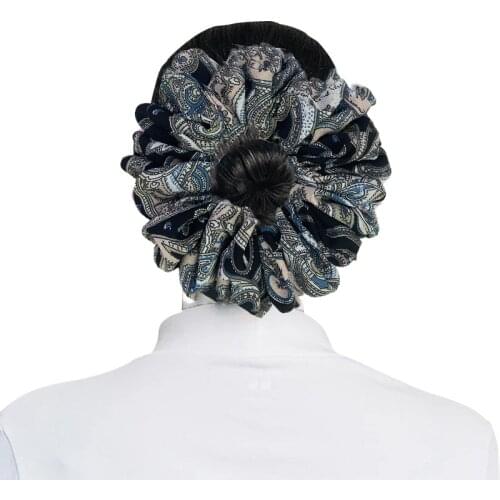 NEW BIGGER Heavy Chiffon Flexible Black Printed Band Simple Hijab Volumizing Scrunchie Large Bow Headwear Hair Accessories