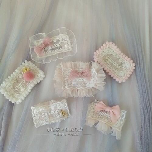 Original hand made sweet girl soft cute girl Lolita pink bow hairpin side clip sweet girl