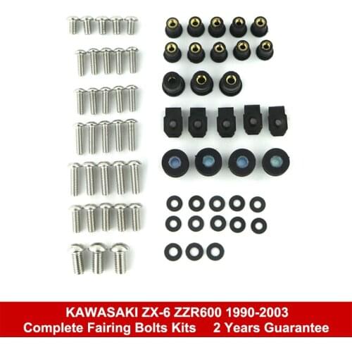 Fit For Kawasaki ZX-6 ZZR 600 1990-2003 Motorcycle Complete Full Fairing Bolts kit Cover Bolts Screws Nuts Clips Stainless Steel