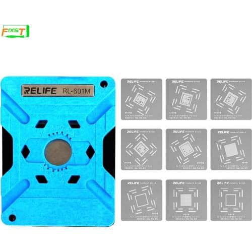 RELIFE RL-601M 7-in-1 IC Chip CPU Precise Positioning Tin Planting Kit For A8-A14 Upper And Lower Planting Fastly Fixture Tools