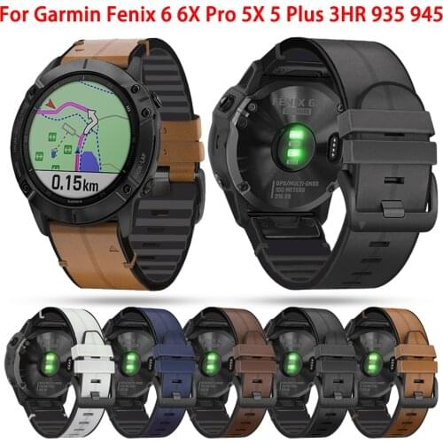 22 26mm Garmin Official Buckle Watch Band Silicone Leather Replacement For Garmin Forerunner 935 945 Fenix 5 6 5X 6X 3 Bracelet