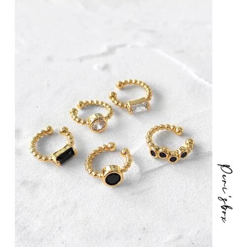 PerisBox Single Piece Black Enamel Earrings without Piercing CZ Stone Twisted Cartilage Earrings for Women Vintage Ear Cuff