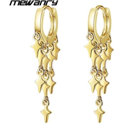 Mewanry Prevent Allergy 925 Sterling Silver Earrings 2021 Trend Elegant Sweet Star Tassel Bride Jewelry Girls Party Accessories