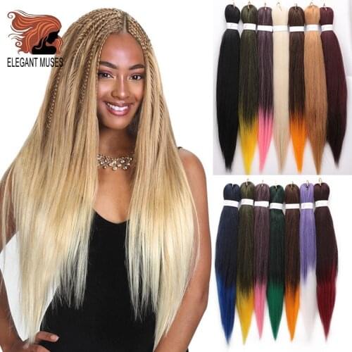 ELEGANT MUSES Pre stretched Professional EZ Braiding Hair Perm Yaki Jumbo Braids Soft Synthetic Hair Hot Water Easy Braid