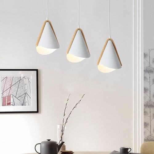 Nordic lamp personality bar dining room chandelier modern simple LED bedroom light porch solid wood small meal crane