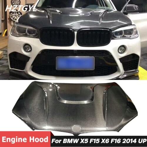 HM Style Carbon Fiber Car Cover Engine Hood Bonnet For BMW X5 F15 X6 F16 Tuning 2014 Up