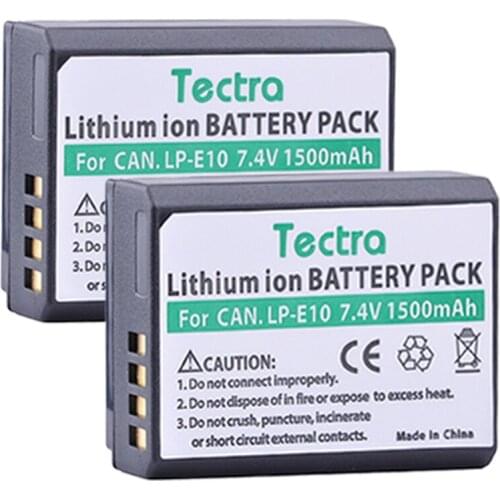 Tectra 2Pcs LP-E10 LPE10 LP E10 Replacement Battery for Canon EOS Rebel T3 T5 T6 Kiss X50 Kiss X70 EOS 1100D EOS 1200D EOS 1300D
