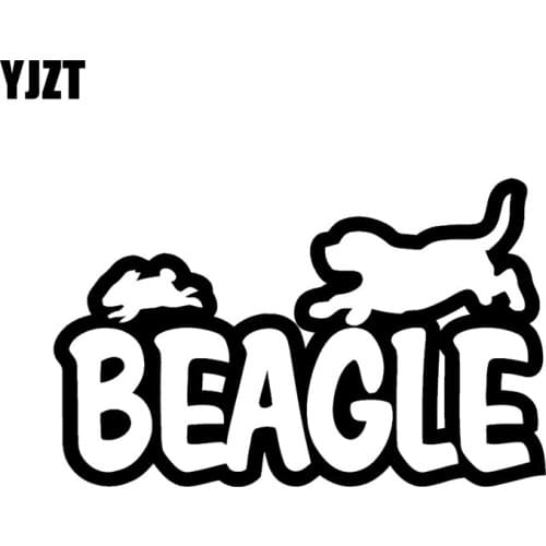 YJZT 13.4CM*8.5CM Cute Rabbit Beagle Dog Car Animals Sticker Black/Silver C2-3076