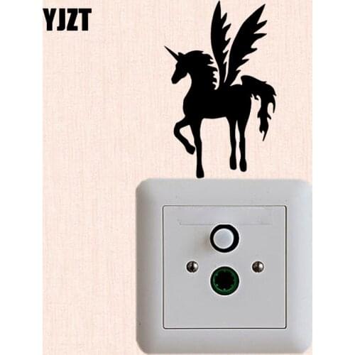 YJZT Wall Switch Sticker Vinyl Decal Animal Home Room Decor Winged Unicorn Silhouette S19-0342