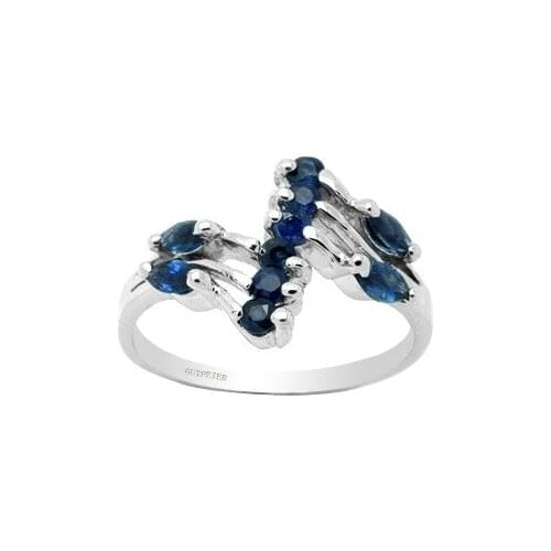 CoLife Jewelry Genuine Sapphire Silver Ring for Party 10 Pieces Natural Sapphire Silver Ring 925 Silver Sapphire Jewelry