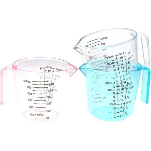 1pc 600ml High Quality Plastic Measuring Cup Pour Spout Clear Scale Show Mug 12.5*10.6cm Suitable For Cooking And Cakes