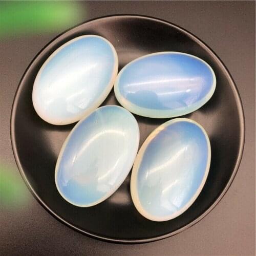 1PC Beautiful White Opal Crystal Palm Massage Therapy Polished Stone Healing Gift Stones and Minerals