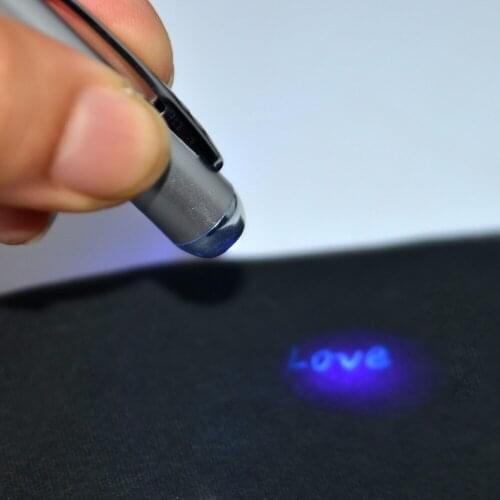100pcs/lot Invisible Ink Pen Marker Spy,Covert Pen with Ultraviolet UV LED Currency Detector Secret Pen Ballpoint