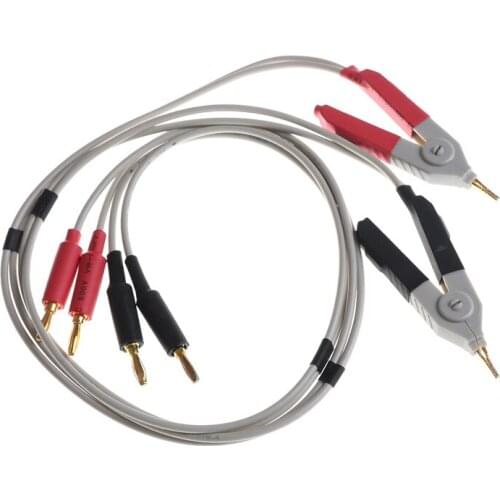2pcs Red& Black LCR Meters Clips Resistance Test Leads Banana Plug Clip Cable Terminal Probe Wire Test Line LCR Test Clip