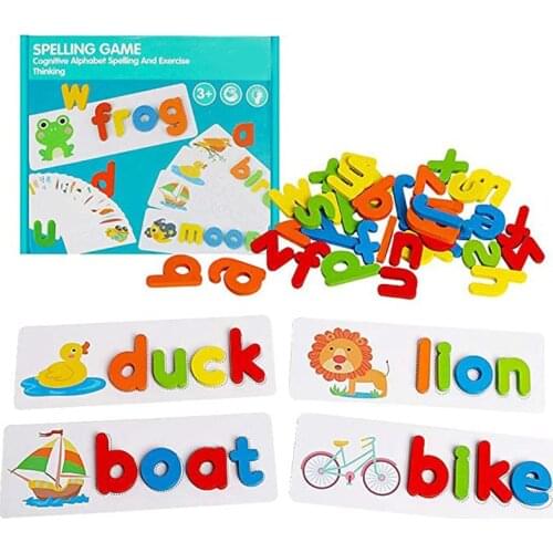 2020 Baby Toys English Alphabet Spelling Game Wooden Card Board Learning Early Education Toy Kids Gifts