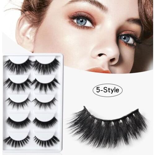 MAGEFY 5 Pairs 3D Mink Lashes Natural False Eyelashes Dramatic Volume Fake Lashes Makeup Eyelash Extension Silk Eyelashes