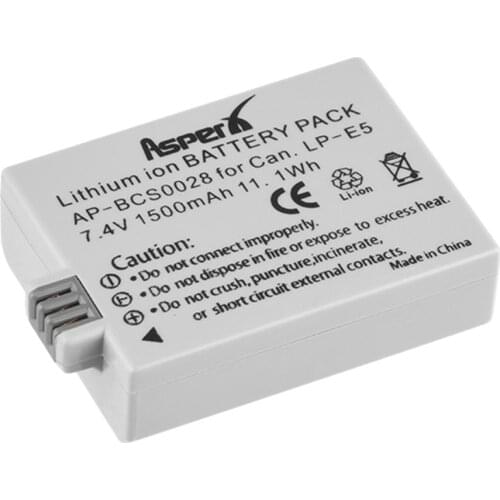 AsperX 1Pcs 1500mAh LP-E5 LP E5 LPE5 Battery for Canon EOS Rebel XS Rebel T1i Rebel XSi 1000D 500D 450D Kiss X3 Kiss X2 Kiss F