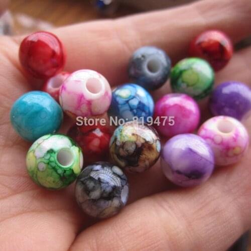 30 Pieces/lot) 8mm 10mm 12mm Acrylic beads Printing loose beads mix Color for jewelry making