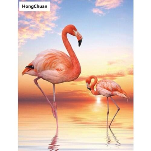 Flamingo Christmas 5D DIY Square/Round Diamond Painting Cross Stitch Home Decoration Gift Mosaic Diamond Embroidery