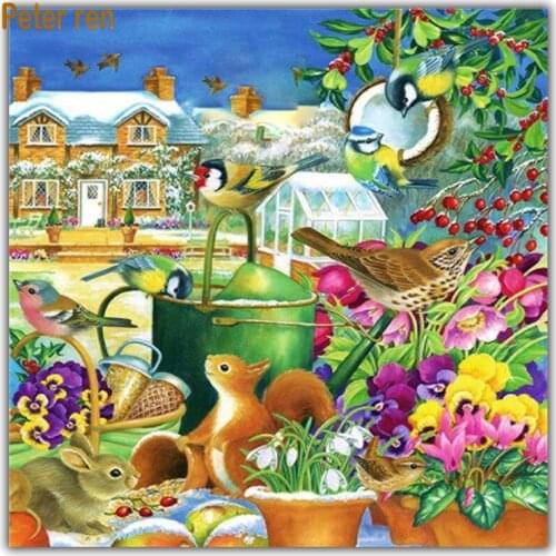 Diamond painting animal cross stitch Square\Round icon diamond mosaic squirrel Full Diamond embroidery "Garden house bird beast"