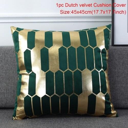 Velvet Bronzing Square Cushion Covers Gold Geometric Decorative Pillow Cover Throw Pillow Case Home Decor Sofa Bed45x45cm