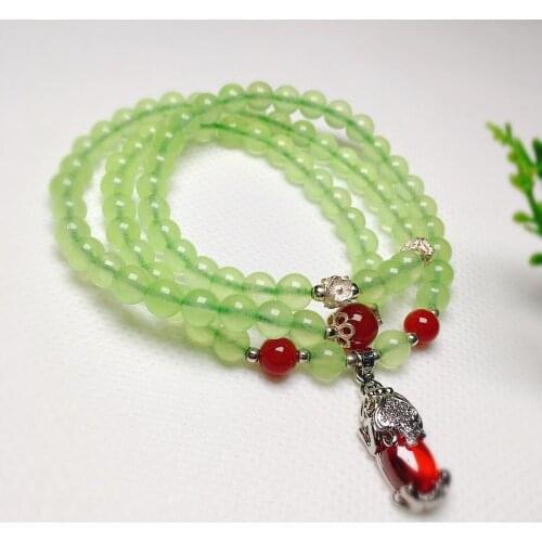 Natural GrapeJade Red Corundum Agate s925 Silver Multi-Circle Bracelet 6mm Beads Necklace Round Brave Handmade Jewelry Gifts