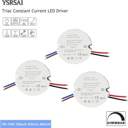 Circular Led Triac Dimming Driver 220V input,Output 27-42V 7-15W 150mA 300mA 450mA Constant Current Triac Dimmable LED Driver