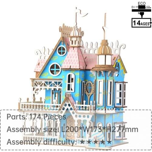 Dream Villa 3D wooden jigsaw puzzle Parent-child interactive toy Gifts for children wooden toy kids educational toys teen diy