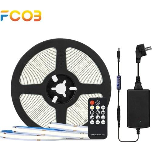 FOB Led Light Strips Warm Nature Cool White DC12V 24V FCOB Led Lights for Bedroom RF14 Keys Dimmable Full Set High Density Room