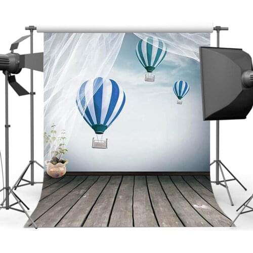 Mehofoto Wood Floor Background for Photography Hot Balloon Newborn Backdrop for Photographers Photo Shoot CM-4943
