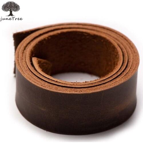 JuneTree Cowhide First Layer Leather hides cow skin thick dark brown genuine leather Strip width 1/2/3/5cm