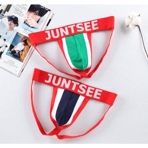 Juntsee youth sexy double ding panties cotton low-waist personality mens hip-butt pants fashion T-pants