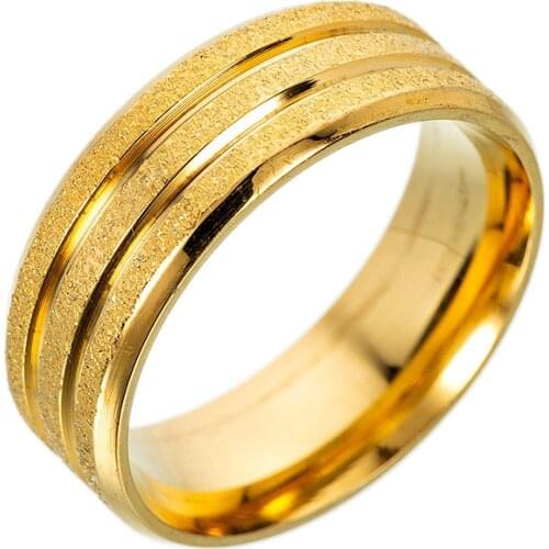 Sand gold ring matte car flower ring female stainless steel gold-plated couple ring jewelry