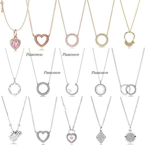 925 Sterling Silver Accented Circular Hearts Of Collier With Crystal Necklace For Women Wedding Party Fashion Jewelry