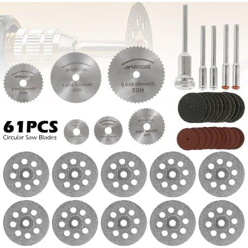 61pcs HSS Circular Saw Blade Rotary Tool For Dremel Metal Cutter Power Tool Set Wood Cutting Discs Drill Mandrel Cutoff