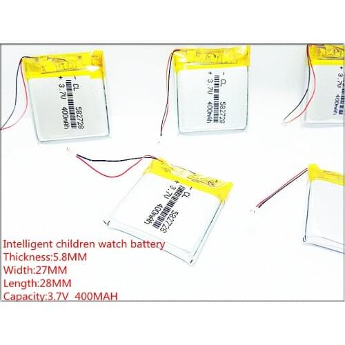 582728 3.7V 400mAh Rechargeable li-Polymer Li-ion Battery For Q50 G700S K92 G36 Y3 Childrens smart watches mp3 582828 602828