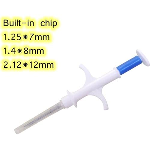 Animal Microchip 1.4x8 Pet Id Chips 1.25x7mm Implantable Chip RFID Glass Transponder with Implanter Injector X1