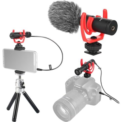 Fomito V-1 Super-Cardioid Microphone Shotgun Interview on Camera Microphone with Shock Mount Tripod for Recording YouTube Vlog