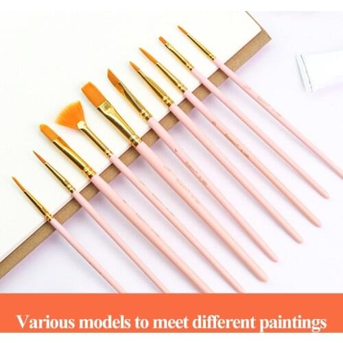 Giorgione Nylon Brushes Different Shapes 7/10pcs Watercolor/Gouache/Acrylic/Oil Painting Brush Round Pointed Paint Pen Supplies