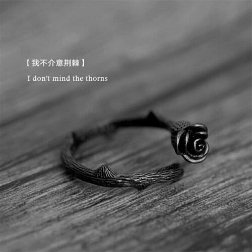 2021 New Fashion Creative Popular Thorny roses Jewelry Valentines Day Diarrhea Rings Black Rose Elegant Female Ring wholesale