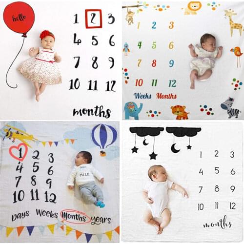 Newborn Baby Monthly Growth Milestone Blanket Photography Props Background Cloth Commemorate Rug Mat Baby Blanket