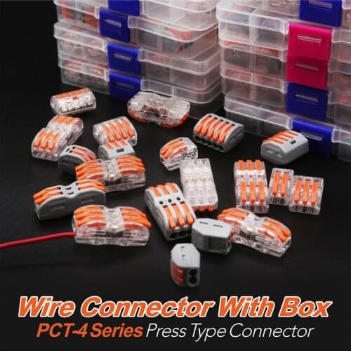 New type Boxed fast wire Connector Compact Wiring Connector Conductor Terminal Block with transparent and grey PCT-412 413 414
