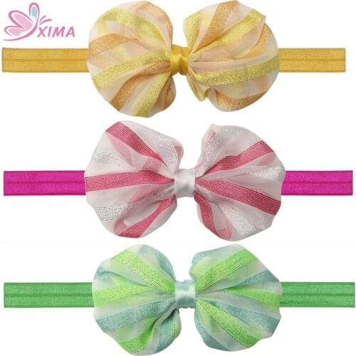 XIMA 1PC 4inch New Fabric Bows Headbands Hairbands Handmade Lace Head wraps Bows Headwear Kids Hair Accessories