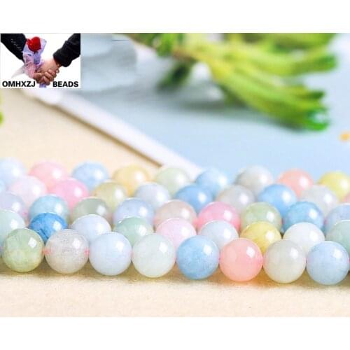 OMH Wholesale JD80 468 10 12mm Natural Jewelry DIY Making Bracelet Necklace Natural AAA 5A 7A Morganite Loose Spacer Round Beads